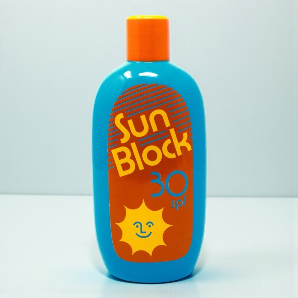 ban.do Sunscreen Bottle Vase SPF 30 Retro Ceramic Vase NWOT
